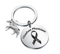 CENWA Ehlers Danlos Syndrome Rare Disease Keychain I Confuse Physicians Keychain Zebra Ribbon Gift, Grey, 3 cm (1.18 inches)