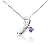 CENWA Epilepsy Disease Purple Ribbon Pendant Necklace Epilepsy Awareness Gift Purple Awareness Epilepsy Survivor Jewelry, 2.5, Zinc Alloy, No Gemstone