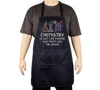CENWA Funny Chemistry Lovers Apron Chemistry Teacher Gift Biology Chemistry Gift Cooking Aprons With Pockets Adjustable Apron (LICK THE SPOON apron eu)