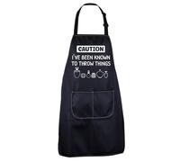 CENWA Funny Pottery Apron Caution I've Been Known to Throw Things Pottery Lover Gift Adjustable Apron For Clay Artists (Throw Things A pron EU)