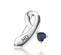 CENWA HD Awareness Blue Ribbon Brooch Pin Huntington's Disease Prevention Awareness Gift Ribbon Jewelry, copper and zircon, no gemstone
