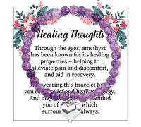 CENWA Healing Thoughts Get Well Gift for Women Amethyst Bracelet with Sweet Message Card (Healing Thoughts purple bead EU)