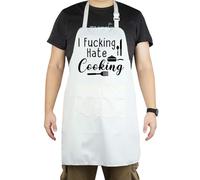 CENWA I Fucking Hate Cooking Funny Cooking Chef Apron with Pockets BBQ Kitchen Work Aprons Baking Grilling Gift (Hate Cooking Apron EU)