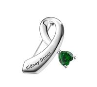 CENWA Kidney Donor/Kidney Recipient Green Ribbon Zircon Brooch Pin Jewelry Transplant Gift Kidney Donor Thank You Gift, copper and zircon, no gemstone