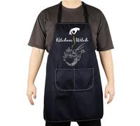CENWA Kitchen Witch Gift Funny Halloween Magic Apron With Pockets Hostess Gift Adjustable Cooking Apron For Women (Kitchen Witch Apron EU)