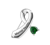 CENWA Mental Health Awareness Green Ribbon Brooch Pin Mental Illness Jewelry Green Ribbon Depression Anxiety Warrior Gift, Metal, no gemstone