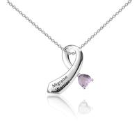 CENWA Migraine Warrior Purple Ribbon Pendant Necklace Unbreakable Headache Migraine Awareness Gift Purple Ribbon Jewelry, 2.5, Zinc, No Gemstone