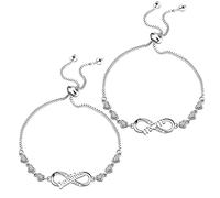 CENWA Mother and Daughters Bracelet Set Mother Daughter Heart Infinity Bracelets Mom and Daughter Jewelry Mothers Day Gift, 7-11, Nickel Copper, no gemstone