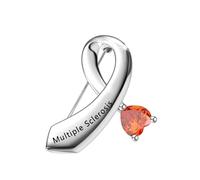 CENWA MS Survivor Gift Multiple Sclerosis Awareness Brooch Pin Orange Ribbon Jewelry, copper and zircon, no gemstone