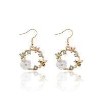 CENWA Nature-Inspired Bumble Bee Flower Rhinestones Earring Honey Bee Animal Gift for Women, Zinc