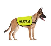 CENWA Nervous Ask to Pet/Do Not Approach Jacket - Space Dog Walking Slogan Warning Vest (Nervous Ask Pet M)