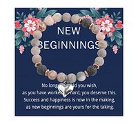 CENWA New Beginnings Gift New Job Pink Zebra Jasper Bracelet Gift For Her New Start Gift Farewell Gifts for Coworkers Women, no gemstone