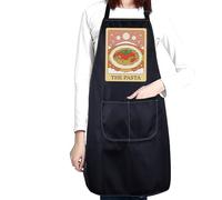 CENWA Pasta Tarot Apron for Women Men Pasta Chef Apron Italian Pasta Kitchen Apron with Pockets Pasta Lover Gift (pasta tarot apron)