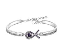 CENWA Purple Ribbon Bracelet Tough Times Don’t Last Tough People Do Bracelet Awareness Gift Cancer Support Jewelry, Stainless Steel, no gemstone