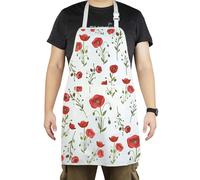 CENWA Red Poppy Flower Apron California Poppies Apron Gift for Poppy Flower Lover (red poppy UK)
