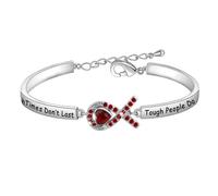 CENWA Red Ribbon Awareness Charm Cancer Fighter Bracelet Tough Times Don’t Last Tough People Do Bracelet Gift For Cancer Survivor, Stainless Steel, no gemstone