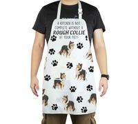 CENWA Rough Collie Gift Funny Rough Collie Dog Mom Dog Owner Gift A Kitchen is Not Complete Without A Rough Collie Apron