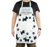 CENWA Scottish Terrier Apron With Pockets Scottish Terrier Lover Gifts Dog Owner Gifts Adjustable Cooking Apron For Animal Dog Lovers (Scottish Terrier Apron eu)