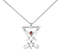 CENWA Sigil of Lucifer Pendant Satanic Symbol Stainless Steel Jewelry Seal of Satan Necklace Symbolic Gift (Lucifer red N2 EU)