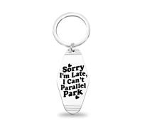 CENWA Sorry I'm Late I Can't Parallel Park Keyring New Driver Keyring Anxious Driver Keyring (Parallel Park K)