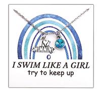 CENWA Swimming Necklace Swimming Lover Gifts Swim Like A Girl Swim Team Gift Swim Coach Necklace Swimming Girl Gift (Swimming N eu)