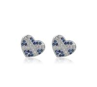 CENWA Tiny Scotland Heart Earrings Scotland Flag Heart Earrings Scottish Blue and White Cross National Flag Stud Earrings, Copper, No Gemstone