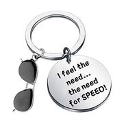 CENWA Top Gun Inspired Gift I Feel The Need The Need for Speed Aviator Glasses Charm Keychain Top Gun Movie Lover Collection Gift for Top Gun Fans