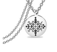 CENWA Voodoo Veve Sigil Necklace Jewelry Witchy Pendant Amulet Talisman Charm Necklace (Papa L necklace EU)