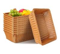 Cenz-888 Fruit Rack 10 Pack Rectangular Fruit Basket Bread Display Wicker Woven Serving Tray Versatile Storage Container Kitchen