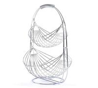 Cenz-888 Fruit Rack 2 Tier Fruit Basket Bowl Holder Stand Stainless Steel Kitchen Vegetables Storage Serving Party Tray Household Organizer Decor