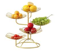 Cenz-888 Fruit Rack 5 Tier Fruit Basket Lotus Leaf Bowl Iron Stand Home Creative Snacks Storage Drain Desktop Tray for Bread Snack Veggies Produce
