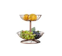 Cenz-888 Fruit Rack Countertop Metal Fruit Basket Rack,Fruits and Vegetable Stand, Two-Layer Large(Bronze)