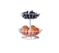 Cenz-888 Fruit Rack Countertop Metal Fruit Basket Rack,Fruits and Vegetable Stand, Two-Layer Large(White)