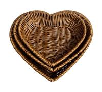 Cenz-888 Fruit Rack Fruit Basket Heart-Shaped Woven Storage Multi-Uses Simulation Rattan Desktop Baskets For Bread Restaurant Serving Display