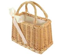 Cenz-888 Fruit Rack Wicker Fruit Basket with Handle Woven Willow for Eggs Candy Grocery Flower Shopping Bag for Home Outdoor Storage