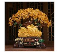 Cenz-888 home decoration Crystal Money Tree Feng Shui Bonsai Golden Toad Fortune Ornament Chakra Decoration for Luck, Success and Intelligence(XL)