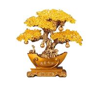 Cenz-888 home decoration Feng Shui Crystal Money Tree Decoration - Fortune for Wealth and Prosperity, Spiritual Ornament Perfect for Home Office Decor(Gold,Small)