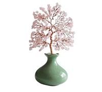 Cenz-888 home decoration Gemstone Money Tree with Ceramic Small Vase, Home Attracting Wealth Ornaments, Office Crystal Fortune(Pink)