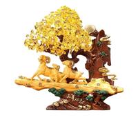 Cenz-888 home decoration Handmade Gemstone Tree Crystal Decoration - Feng Shui Money Bonsai Spiritual Gift - of Life, Artificial for Home Decor, Living Room, Bar Cabinet, and Entrance(Yellow,Small)