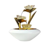 Cenz-888 Indoor Waterfall Fountain Golden Lotus Desktop Flowing Water Ornament Recycled Water Home Small Fountain Decoration