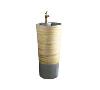 Cenz-888 Modern Pedestal Sink- Balcony Ceramic One Piece Wash Basin With Faucet And Drain Kit Bathroom Freestanding Pedestal Sink, for Indoor and Outdoor