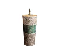 Cenz-888 Modern Pedestal Sink- Freestanding Bathroom Pedestal Sink Outdoor Ceramic One Piece Wash Basin With Faucet And Drain Kit, for Indoor and Outdoor