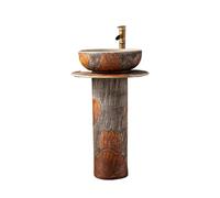 Cenz-888 Modern Pedestal Sink- Outdoor Lotus Ceramic Wash Basin With Faucet And Drain Retro Floor Standing Pedestal Sink, for Indoor and Outdoor