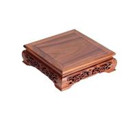 Cenz-888 Plant Stand Square Hollow Out Carving Display Pedestal, Bonsai Vase Teapot Wood Decoration Bracket(Large)