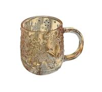 Cenz-888 Water Glasses Snowflake Embossed Glass Mug with Handle, 325ml Colored Glass Cups for Home Kitchen(Amber)