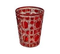 Cenz-888 Water Glasses Vintage Embossed Drinking Glasses, 10.8Oz Colored Wide Mouth Glass Cup for Home Kitchen(Red)