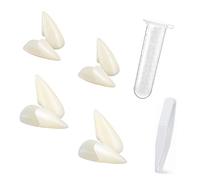 Ceonam 4 Pairs Vampire Fangs Teeth with Adhesive, 19mm, 21mm Fake Teeth for Kids and Adults Halloween Party Cosplay Dentures Prop Decoration, White