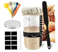 CEOTIS 13 PCS Sourdough Starter Jar Kit, 24Oz Sourdough Starter Jar,with Silicone Spatula, Date Feeding Band,Thermometer, Measuring Spoon, Cloth Cover, Easy to Use and Clean Sourdough Starter Kit