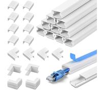 CEOTIS 4.8 Meter Self-Adhesive Cable Trunking, Trunking for Electric Cables, Cable Cover, White Trunking for Hiding Cables,Paintable PVC Cable Cover, Self Adhesive Trunking for Wall -W15mm, H10mm