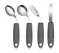 CEOTIS 4-Piece Easy Grip Cutlery 42° Angle Cutlery with Thick Handle Disabled Dining Aids Non-Slip Handles Spoon Knife Fork Cutlery for Hand Tremors Arthritis Parkinson's